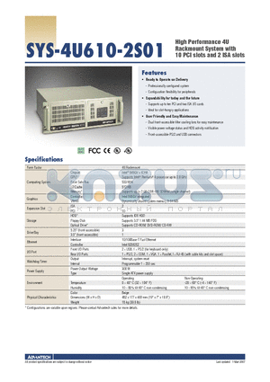 SYS-4U610-2S01 datasheet - High Performance 4U Rackmount System with 10 PCI slots and 2 ISA slots