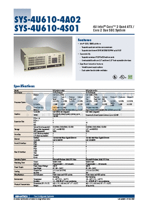 SYS-4U610-4A02 datasheet - 4U Intel^ Core 2 Quad ATX / Core 2 Duo SBC System