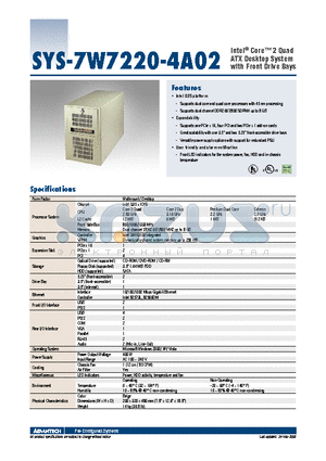 SYS-7W7220-4A02 datasheet - Intel^ Core 2 Quad ATX Desktop System with Front Drive Bays