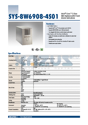 SYS-8W6908-4S01 datasheet - Intel^ Core 2 Duo SBC System with Front Alarm Indicators