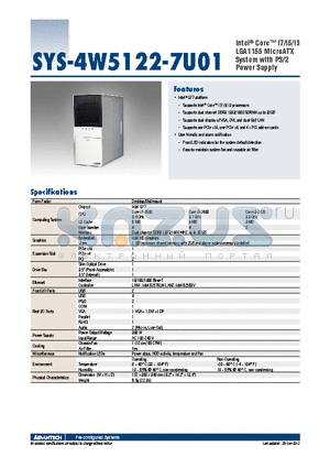 SYS-5W6025-7S01 datasheet - Intel^ Core i7/i5/i3 LGA1155 MicroATX System with PS/2 Power Supply