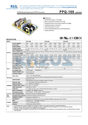 PPQ-100 datasheet - 100W Quad Output with PFC Function
