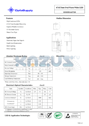 OSM5DA4571D datasheet - 4.7x5.7mm Oval Warm White LED