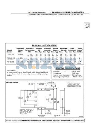 PD-40-100 datasheet - 0 POWER DIVIDERS/COMBINERS