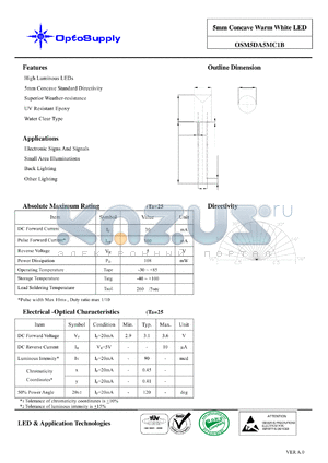 OSM5DA5MC1B datasheet - 5mm Concave Warm White LED