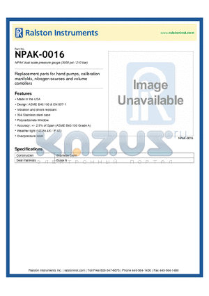 NPAK-0016 datasheet - NPAK dual scale pressure gauge