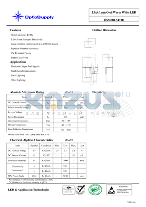 OSM5DL5471D datasheet - 5.0x4.1mm Oval Warm White LED