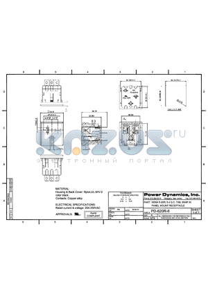 PD-620R-6 datasheet - NEMA 6-20R; 6.4 Q.C TAB; SNAP IN PANEL MOUNT RECEPTACLE