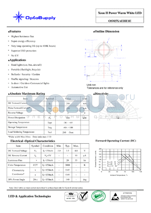 OSM5XAEHE1E datasheet - Xeon H Power Warm White LED