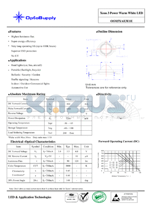 OSM5XAE3E1E datasheet - Xeon 3 Power Warm White LED