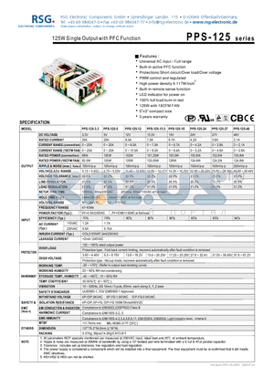 PPS-125-27 datasheet - 125W Single Output with PFC Function