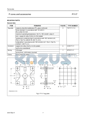 TGP-P11-C datasheet - P cores and accessories