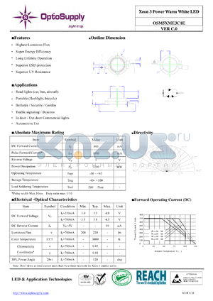 OSM5XME3C1E datasheet - Xeon 3 Power Warm White LED