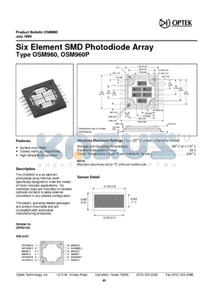 OSM960P datasheet - Six Ele ment SMD Pho todiode Ar ray