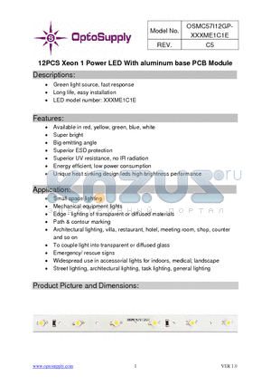 OSMC57I12GP-G5XME1C1E datasheet - 12PCS Xeon 1 Power LED With aluminum base PCB Module