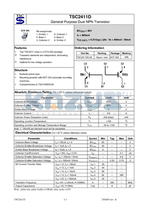 TSC2411D datasheet - General Purpose Dual NPN Transistor