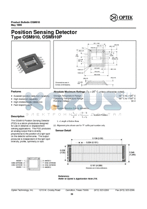 OSM910P datasheet - Position Sens ing Detector
