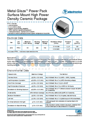 PPS11001000G datasheet - Metal Glaze Power Pack Surface Mount High Power Density Ceramic Package