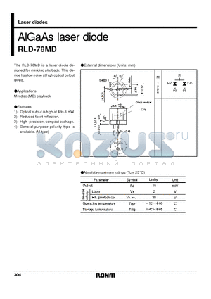 RLD-78MD datasheet - AlGaAs laser diode
