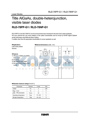 RLD-78NP-G1 datasheet - Title AlGaAs, double-heterojunction, visible laser diodes