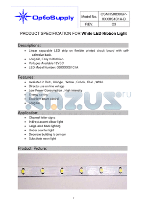 OSMH50830GP-M5SLS1C1A-D datasheet - White LED Ribbon Light