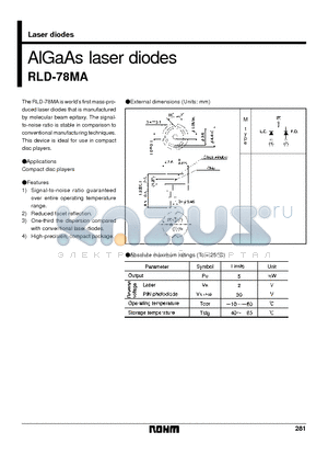 RLD-78MA datasheet - AlGaAs laser diodes