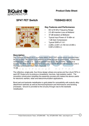 TGS8422 datasheet - SP4T FET Switch