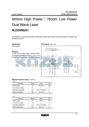 RLD2WMGS1 datasheet - 660nm High Power / 780nm Low Power Dual Wave Laser