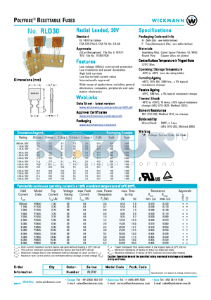 RLD30P090UF datasheet - Radial Leaded, 30V