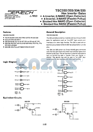 TSC332 datasheet - Hex Inverter Gates