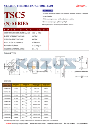 TSC5 datasheet - CERAMIC TRIMMER CAPACITOR - 5MM