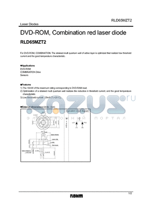 RLD65MZT2 datasheet - DVD-ROM, Combination red laser diode