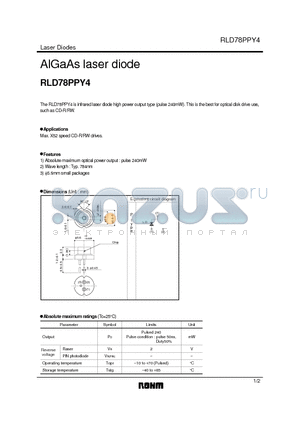 RLD78PPY4 datasheet - AlGaAs laser diode