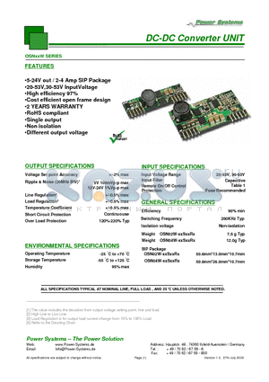 OSN02W-24S05 datasheet - DC-DC Converter UNIT