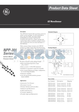 NPP-301B-100AT datasheet - NPP-301 Series Surface Mount Pressure Sensor