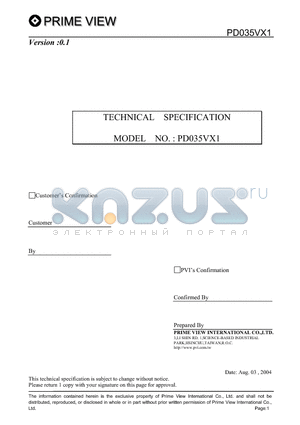 PD035VX1 datasheet - TFT-LCD Module