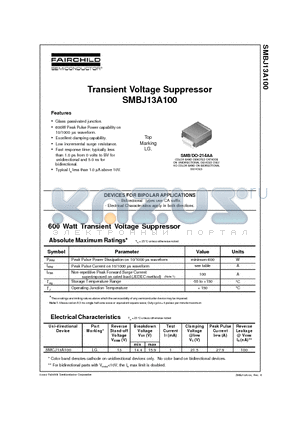 SMBJ13A100 datasheet - Transient Voltage Suppressor