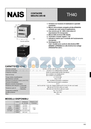 TH40 datasheet - CONTAORE MISURA DIN 48l