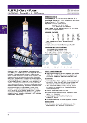 RLN datasheet - RLN/RLS Class H Fuses