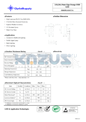 OSO5GAS1C1A datasheet - 3.5x2.8x1.9mm Giga Orange SMD LED