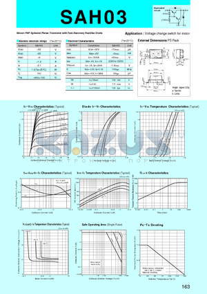 SAH03 datasheet - Silicon PNP Epitaxial Planar Transistor with Fast-Recovery Rectifier Diode(Voltage change switch for motor)