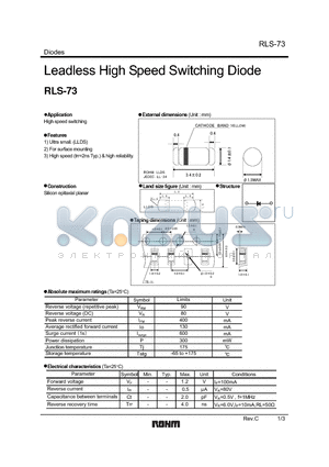 RLS-73 datasheet - Leadless High Speed Switching Diode