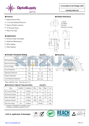 OSO5JA5HA1D_11 datasheet - 5.1x4.3mm Oval Orange LED