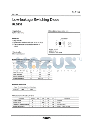 RLS139 datasheet - Low-leakage Switching Diode
