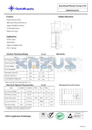 OSO5MA4131A datasheet - 4mm Round Phoenix Orange LED