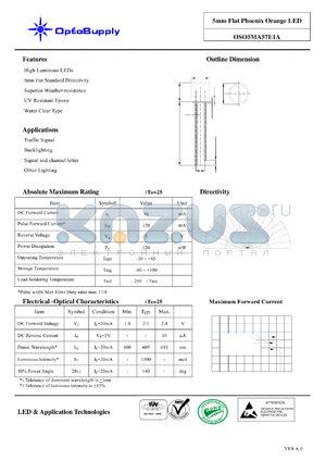 OSO5MA57E1A datasheet - 5mm Flat Phoenix Orange LED