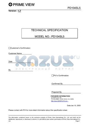 PD104SL5 datasheet - Color TFT LCD module