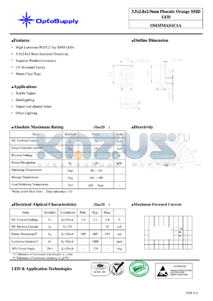 OSO5MAS1C1A datasheet - 3.5x2.8x1.9mm Phoenix Orange SMD LED