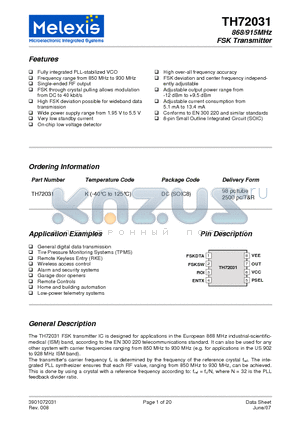 TH72031 datasheet - 868/915MHz FSK Transmitter