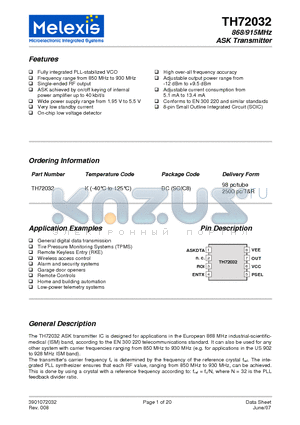 TH72032KDC datasheet - 868/915MHz ASK Transmitter